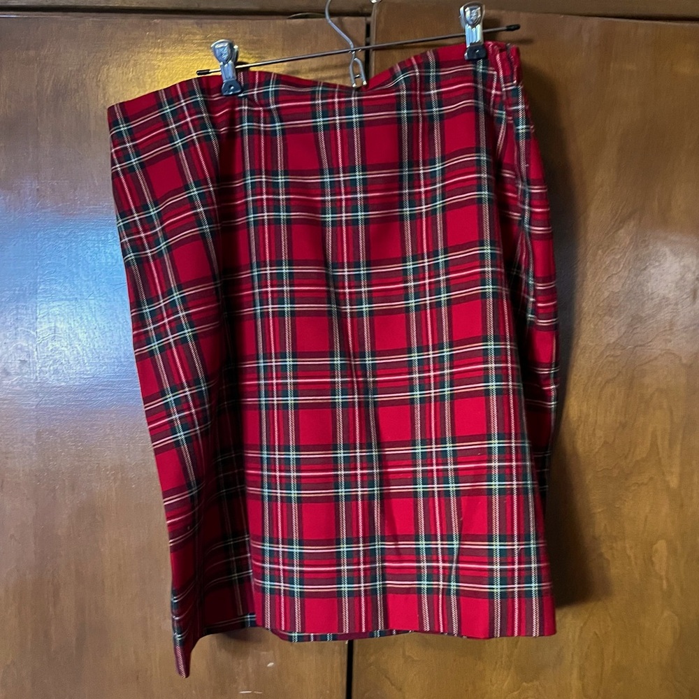 Red plaid skirt